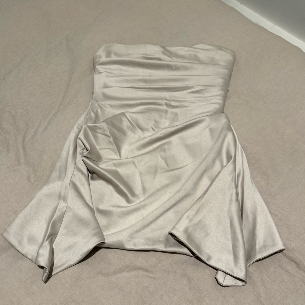House of CB Jasmine Strapless Satin Corset Dress , Grey , Size M